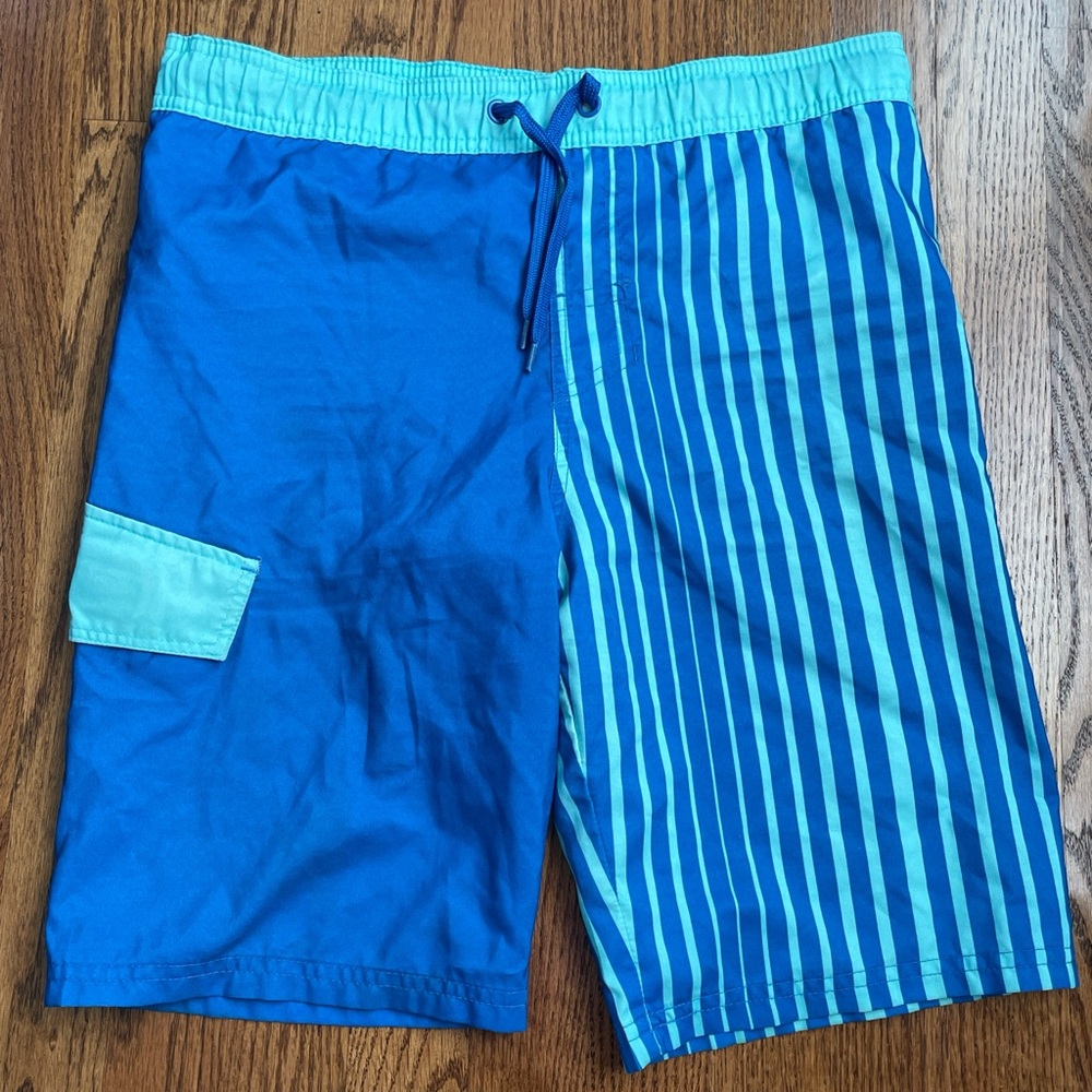 Cat & Jack Blue Striped Boys Swim Trunks